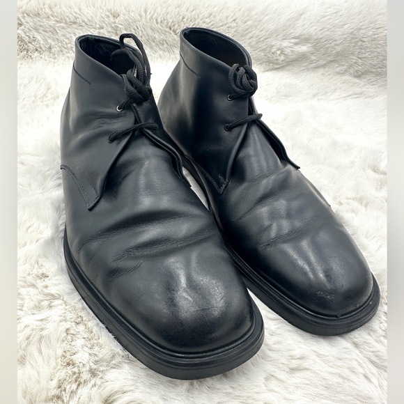 Salvatore Ferragamo Men's Black Leather Lace Up Ankle Boots Shoe 11.5 EE - Picture 1 of 10